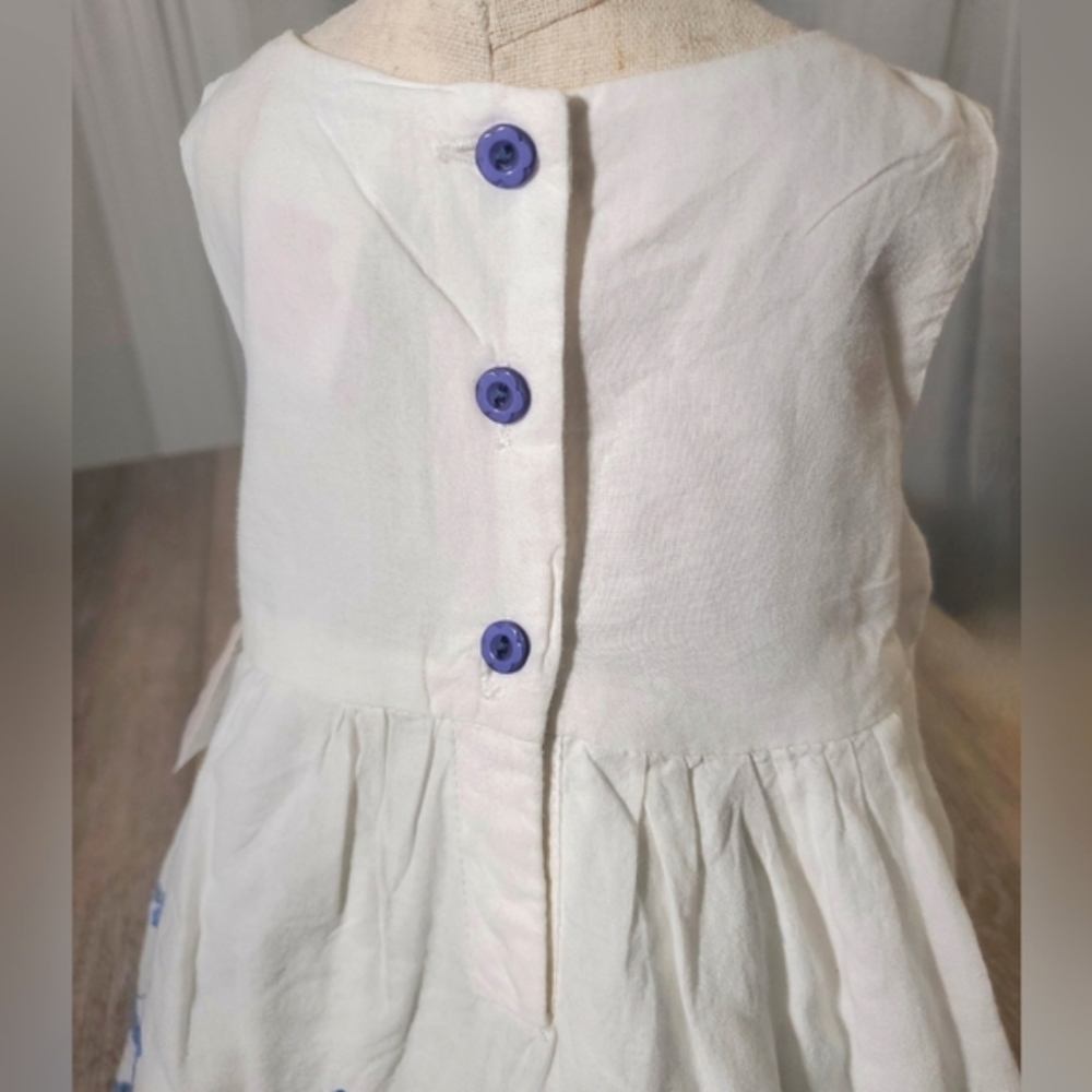 Savannah baby sleeveless embroidered white and blue dress Size 0-3 months - Picture 7 of 14